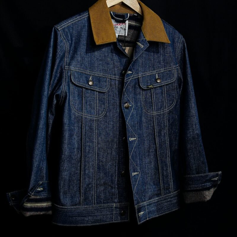 Raw Edge Denim Jacket on hanger